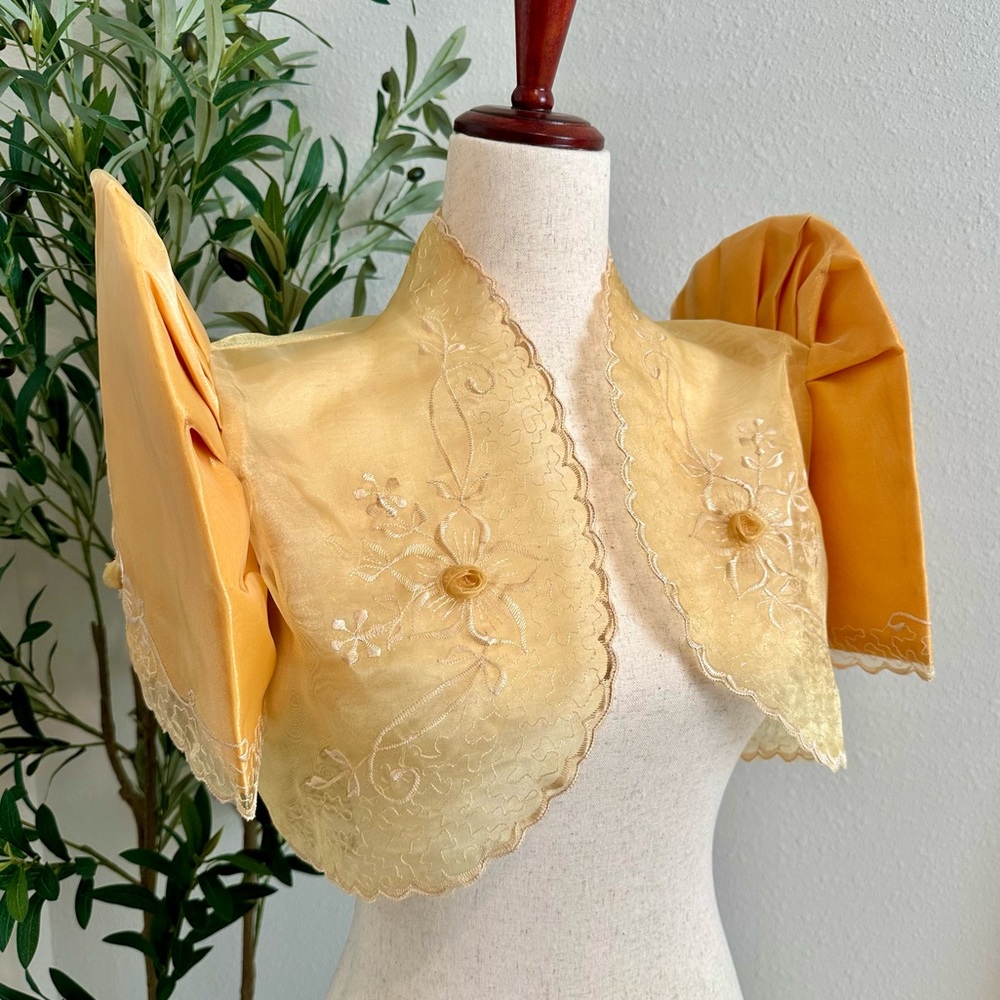 Yellow Gold Organza Terno Sleeve Filipiniana Bolero 🖤